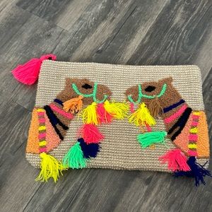 Express Camel print clutch